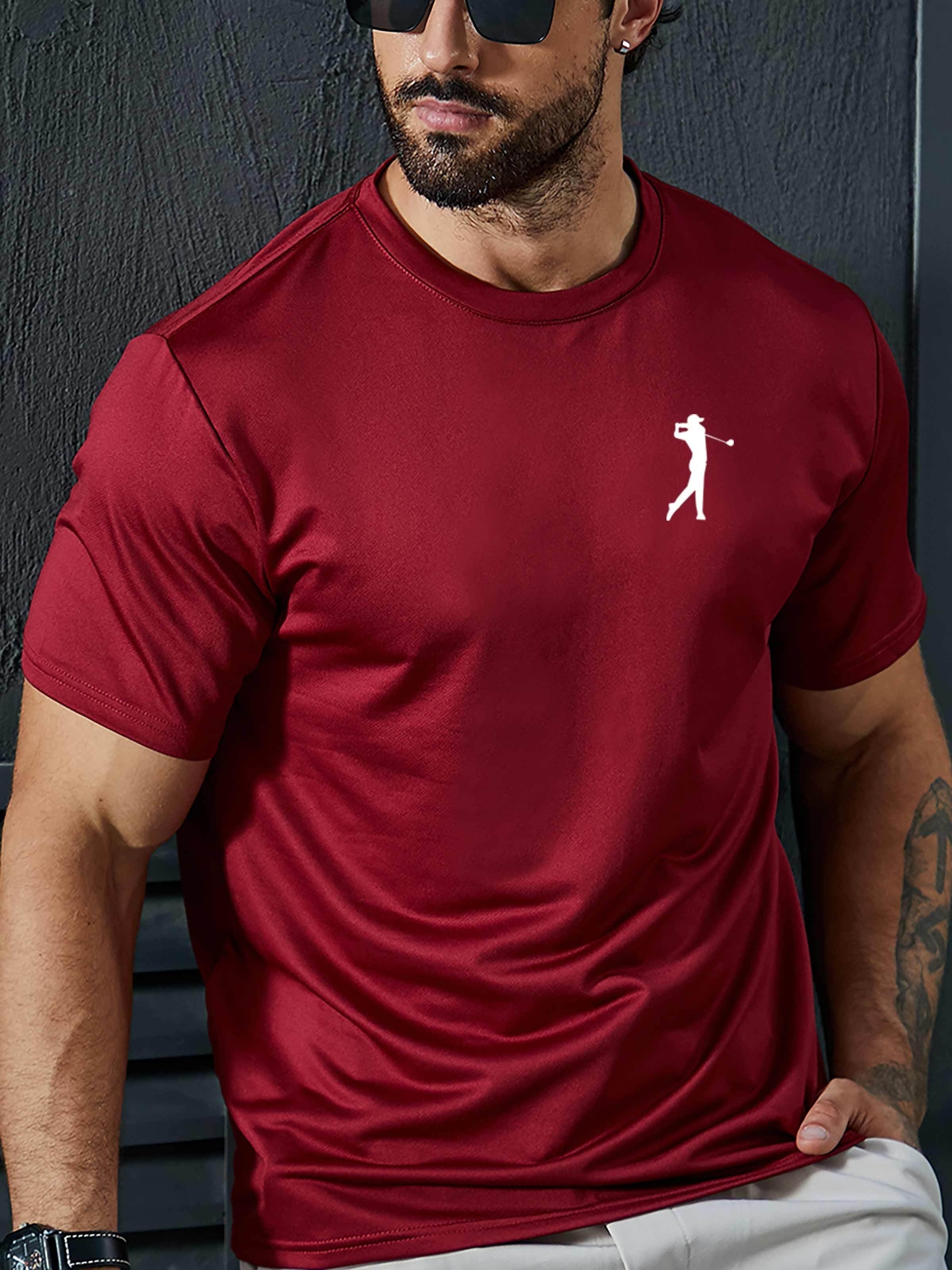 Summer Essential Golfing Print T Shirt for Men - Casual Short Sleeve Tee