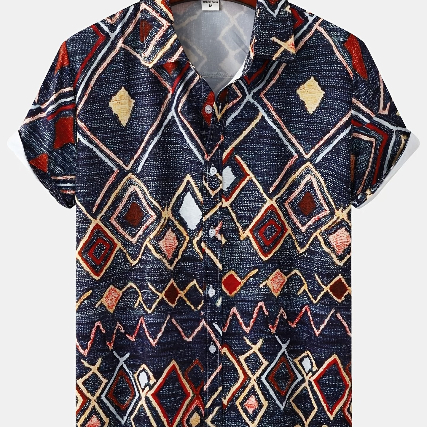 Vibrant Floral Print Short Sleeve Shirt for Men - Relaxed Fit, Cotton Blend