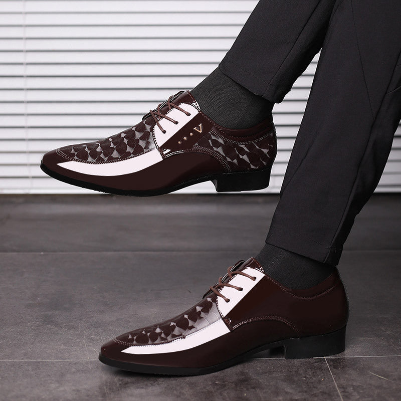 Premium Glossy Leather Derby Shoes - Classic Lace-up Front
