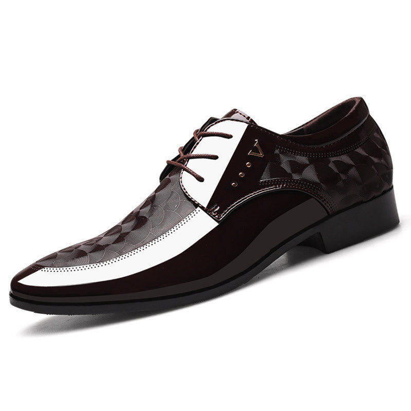Premium Glossy Leather Derby Shoes - Classic Lace-up Front
