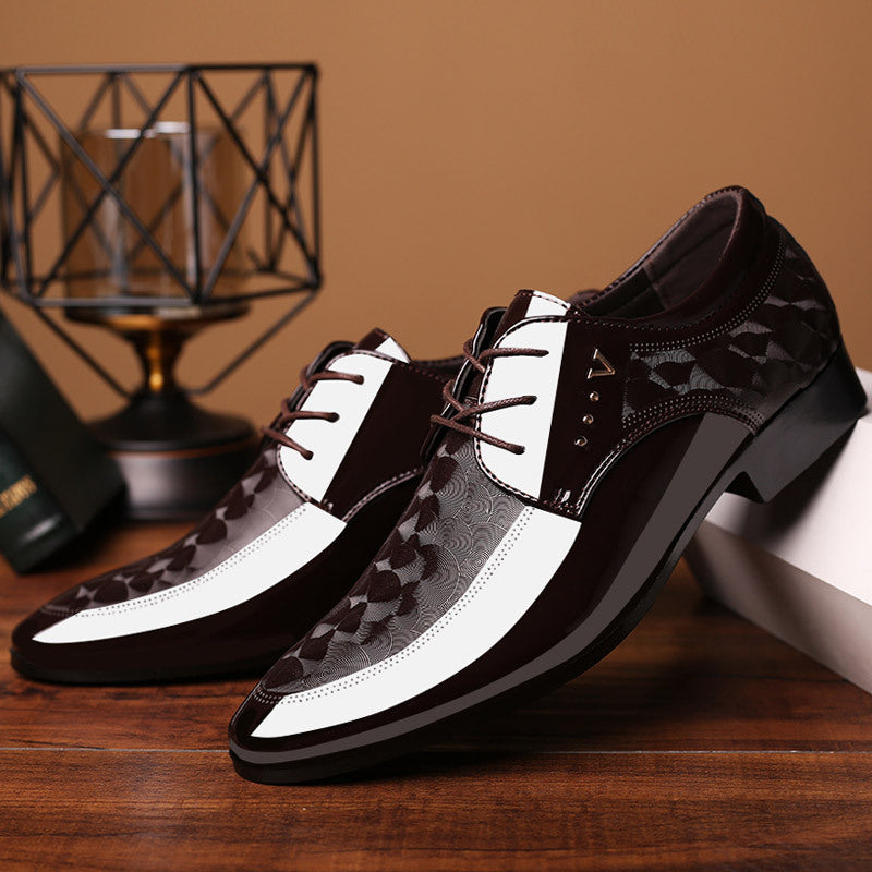 Premium Glossy Leather Derby Shoes - Classic Lace-up Front