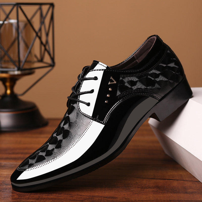 Premium Glossy Leather Derby Shoes - Classic Lace-up Front