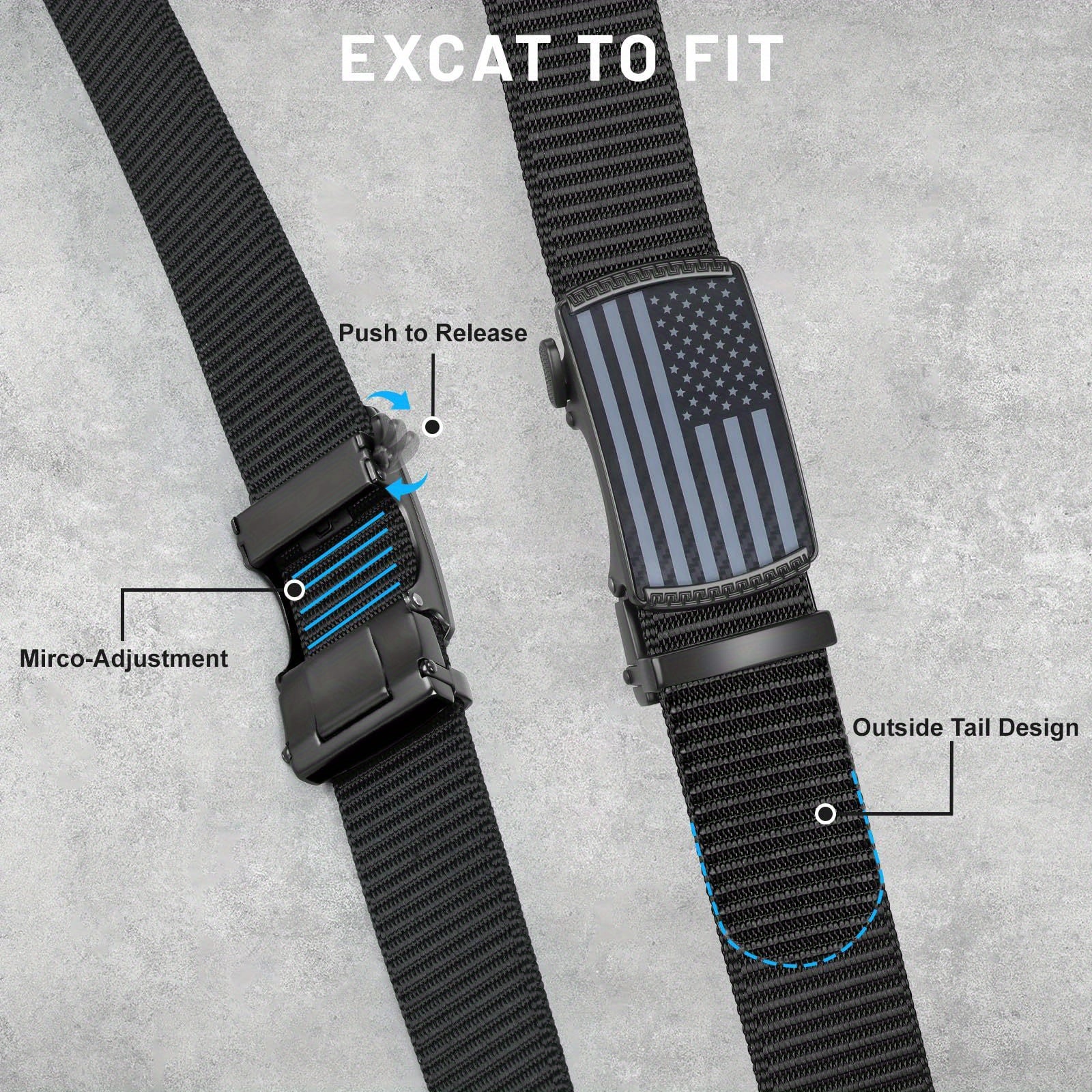 2 Pack Mens Belts Golf Belt, Tactical Work Belt Web Nylon Ratchet Belts for Men