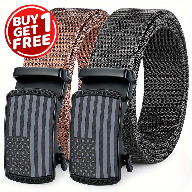 2 Pack Mens Belts Golf Belt, Tactical Work Belt Web Nylon Ratchet Belts for Men
