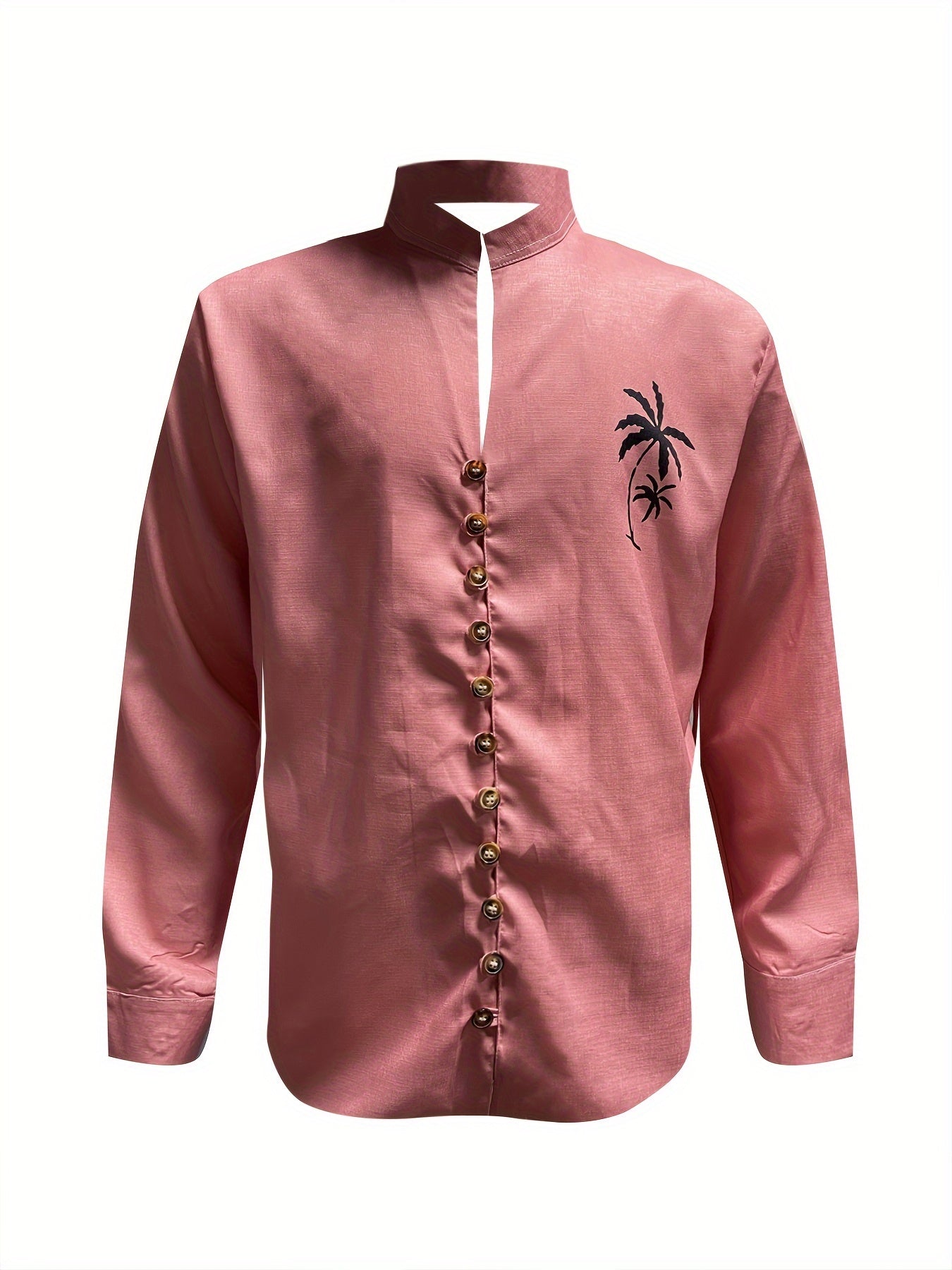 Men's Coconut Tree Shirt Top Turn-Down Collar Long Sleeve Closure Male Casual Shirt For Men Daily Vacation Streetwear