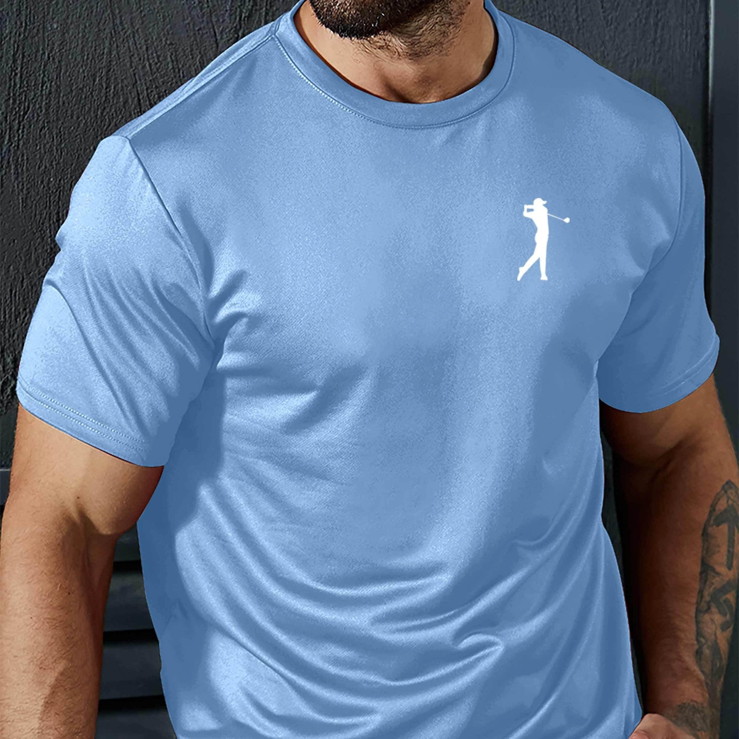 Summer Essential Golfing Print T Shirt for Men - Casual Short Sleeve Tee