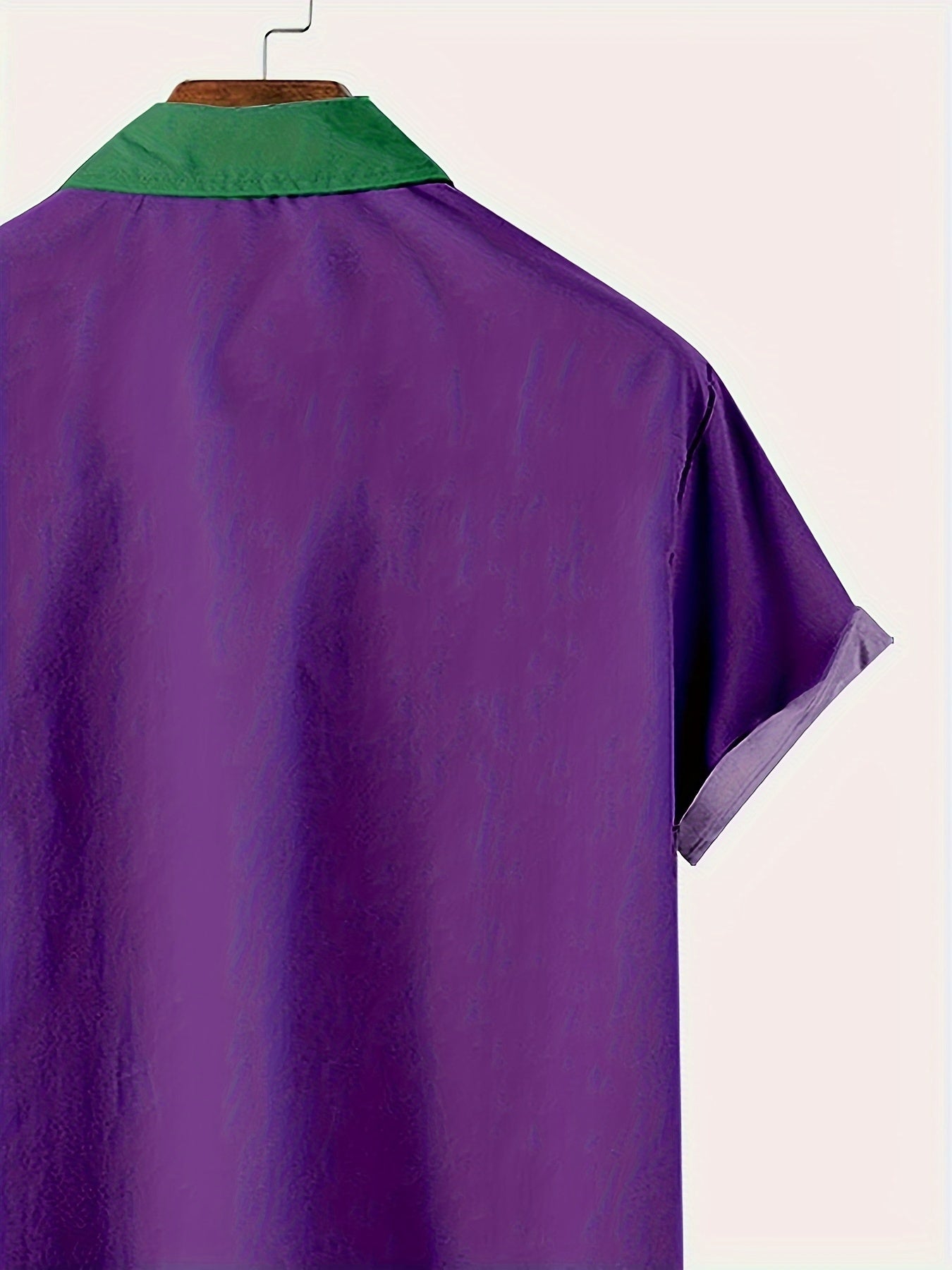 Vibrant Mardi Gras Carnival Color Block Short Sleeve Button Down Shirt for Men