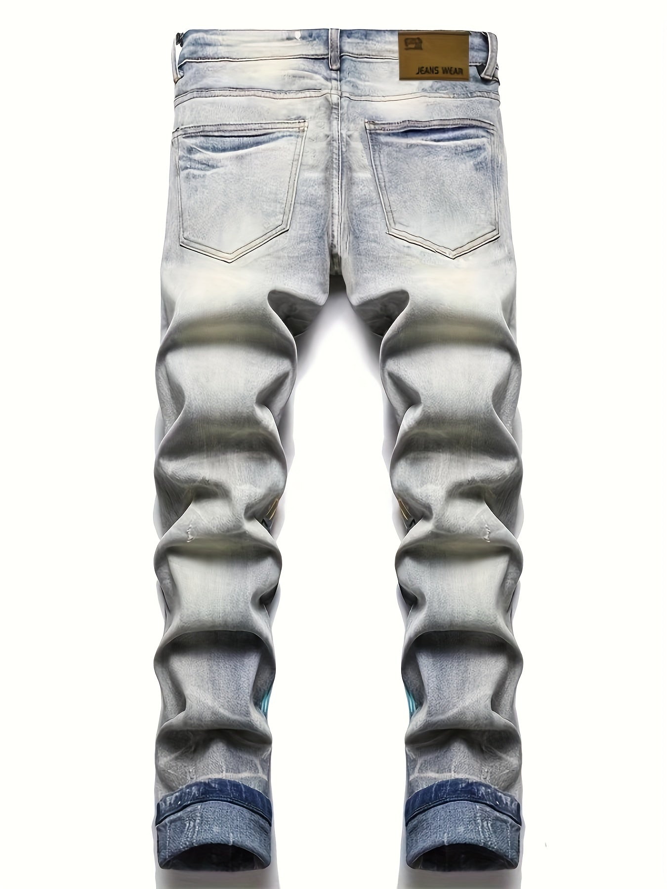 Stylish Graffiti Print Slim Fit Denim Jeans for Men - Comfortable