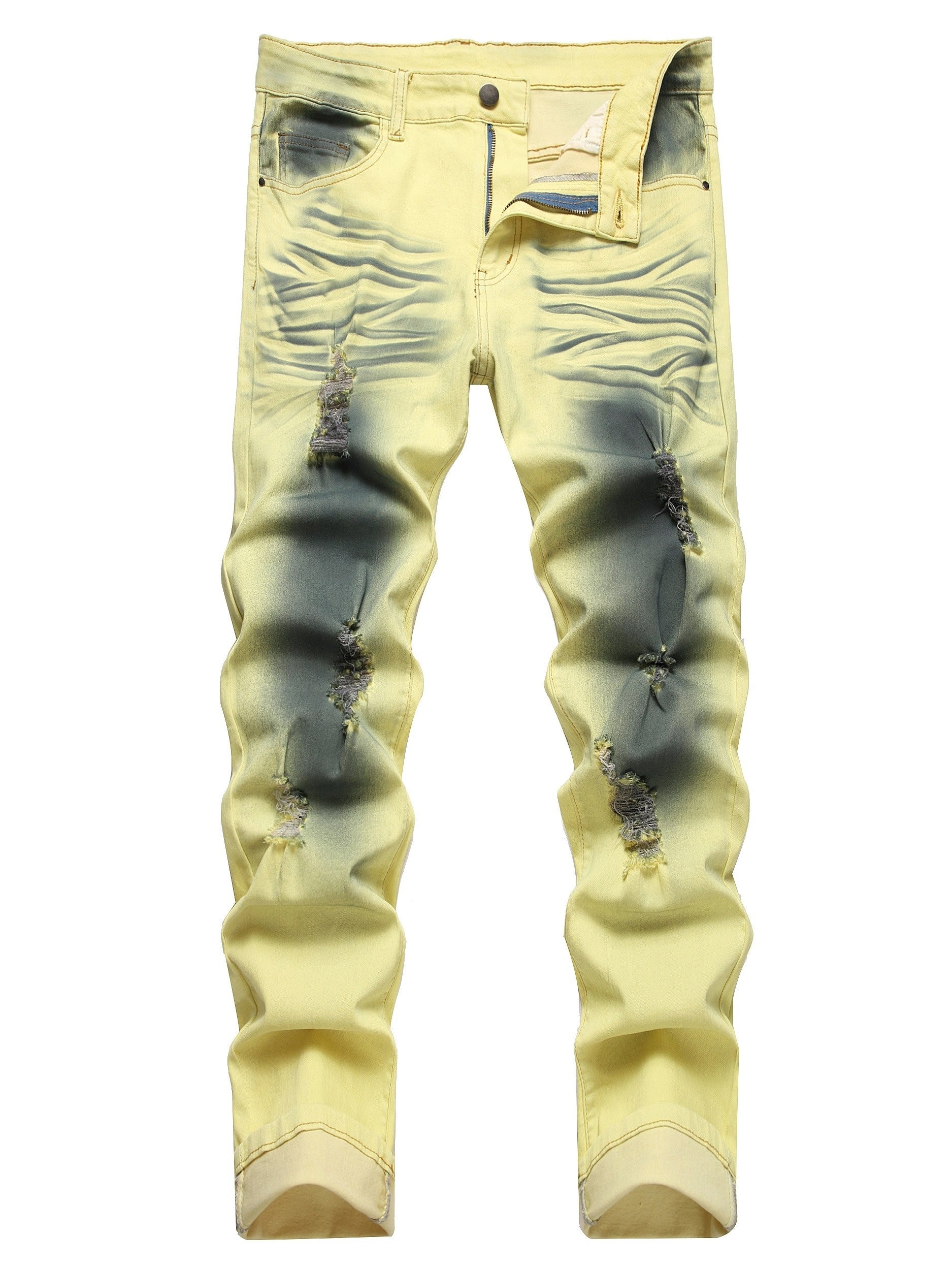 Wild Ripped Skinny Fit Jeans for Men - Stretchy, Purple and Black Bottom