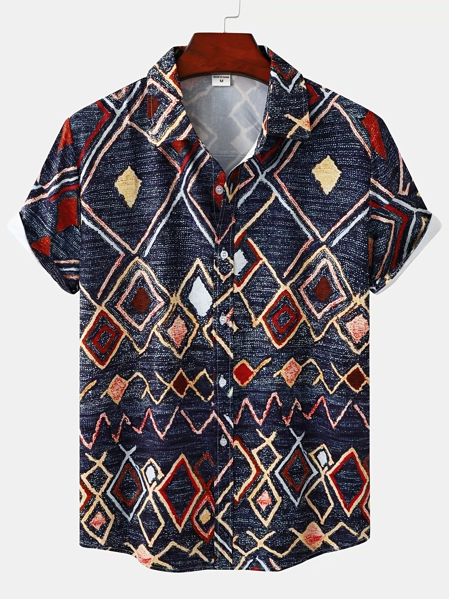 Vibrant Floral Print Short Sleeve Shirt for Men - Relaxed Fit, Cotton Blend