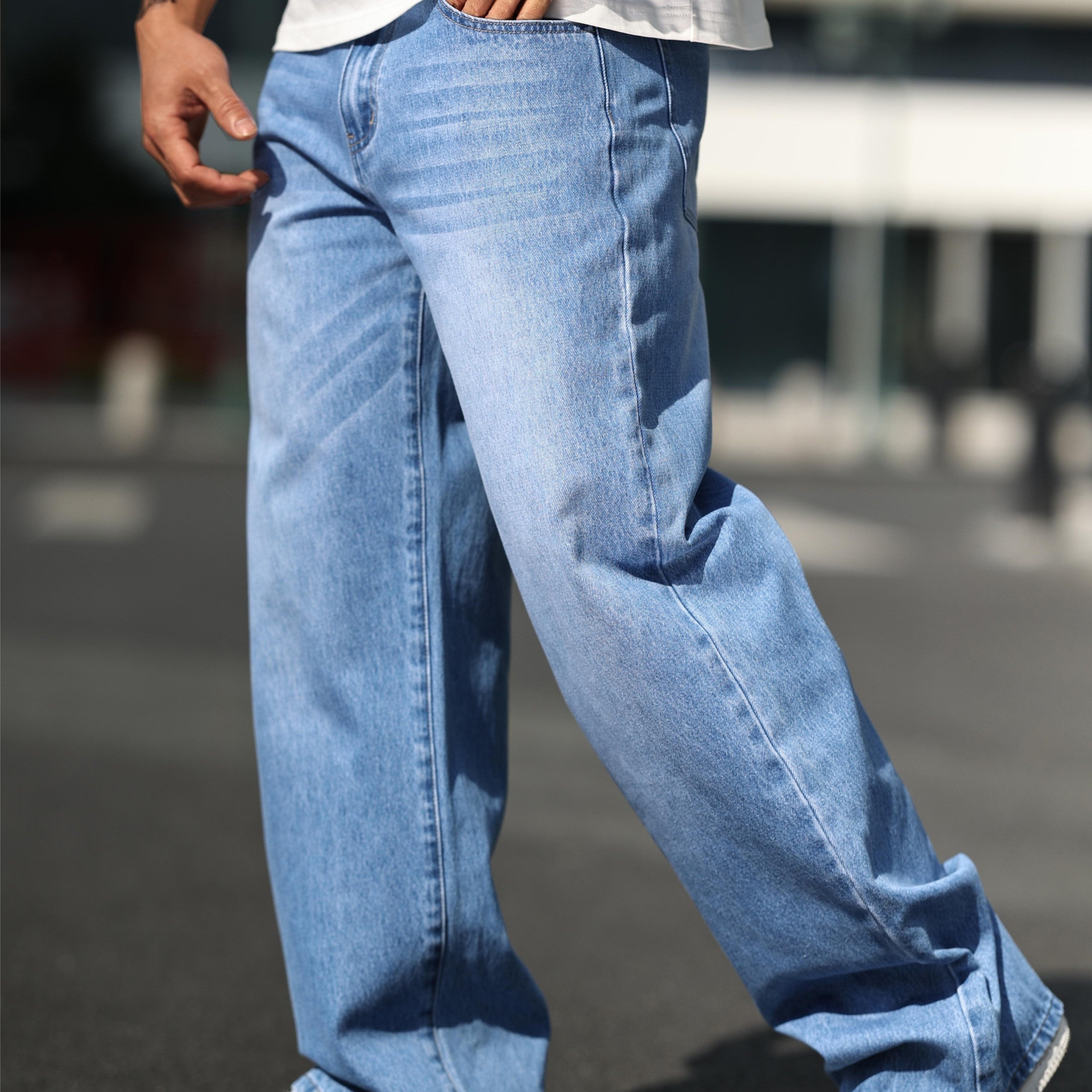 Stylish Wide Leg Jeans for Men - Comfortable, Relaxed Fit, Street Style Denim Pants