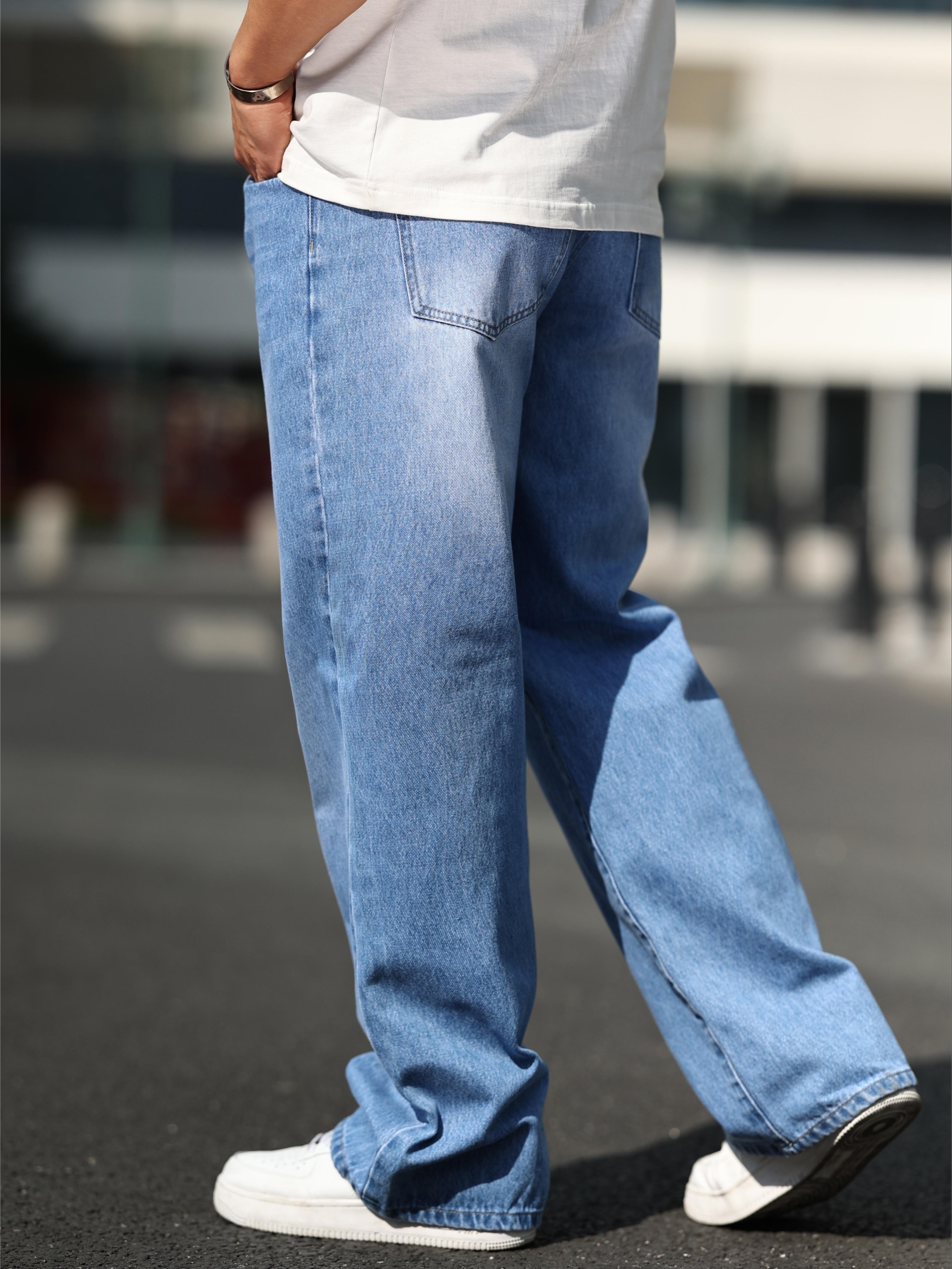 Stylish Wide Leg Jeans for Men - Comfortable, Relaxed Fit, Street Style Denim Pants