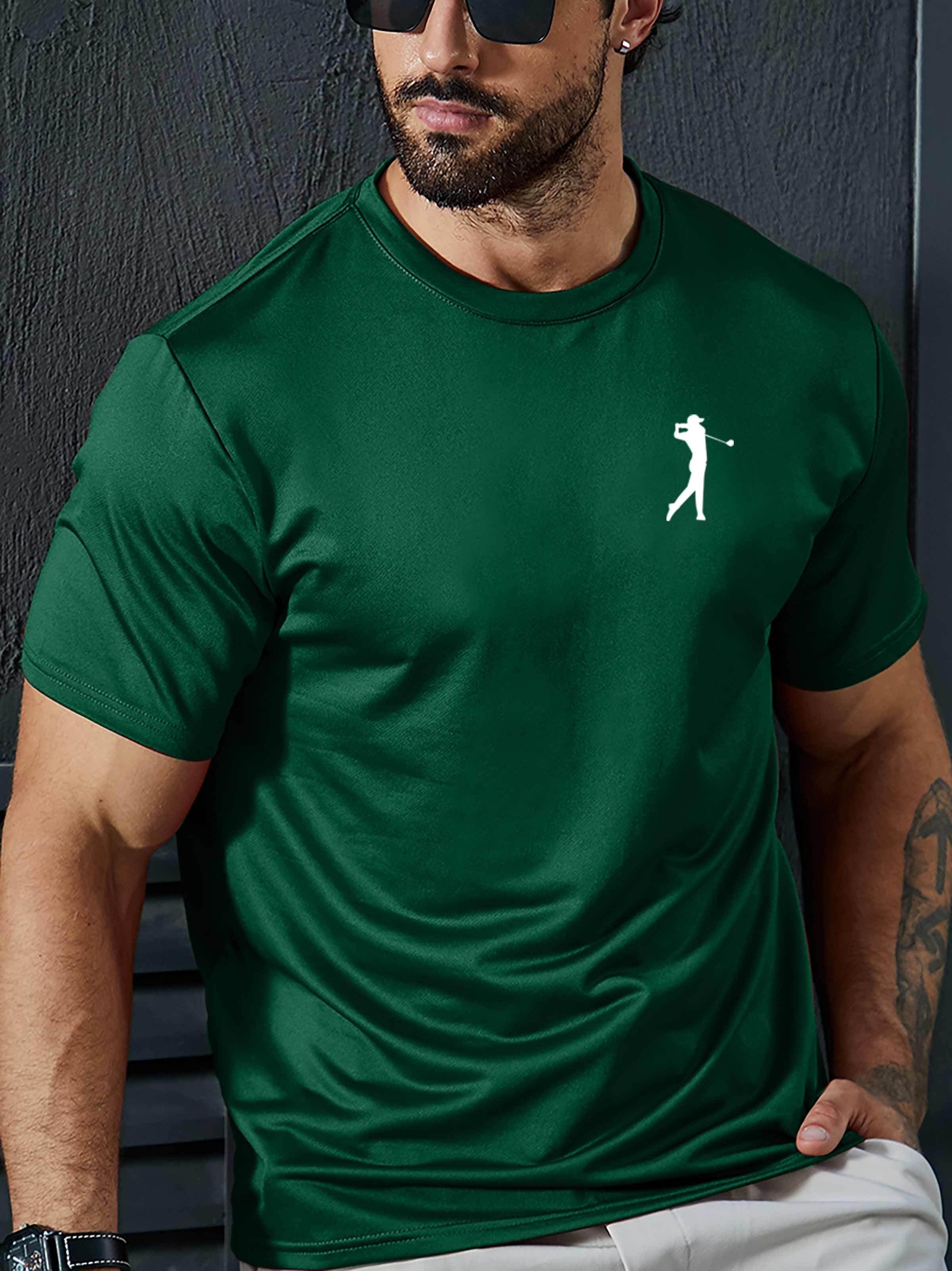 Summer Essential Golfing Print T Shirt for Men - Casual Short Sleeve Tee