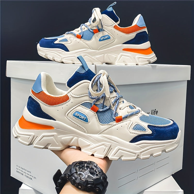 Vintage Round Toe Lace-up Chunky Sneakers - Shock-Absorbing