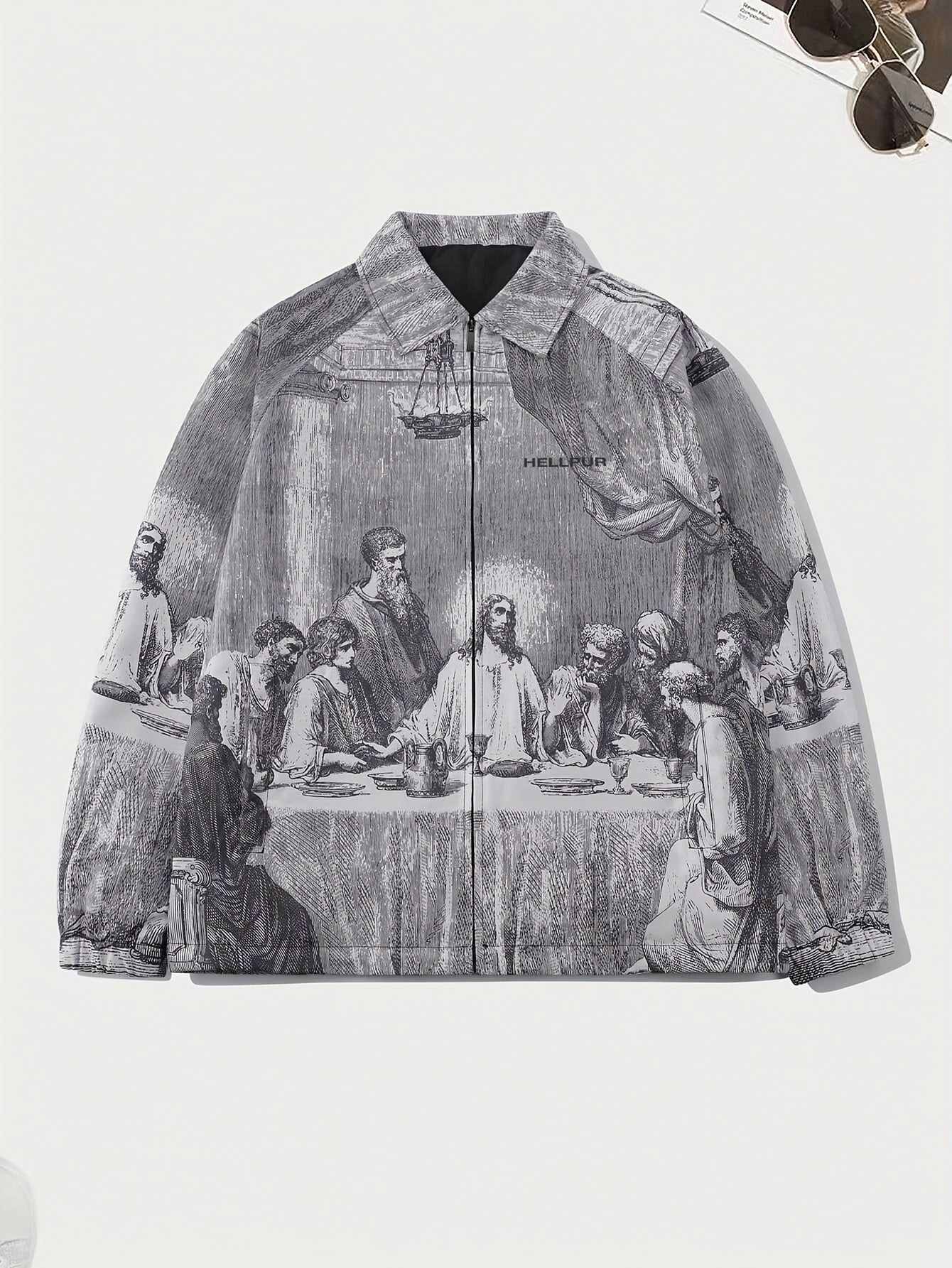 Vintage Chic Graphic Print Jacket - Long Sleeve Button-Up Casual Shirt