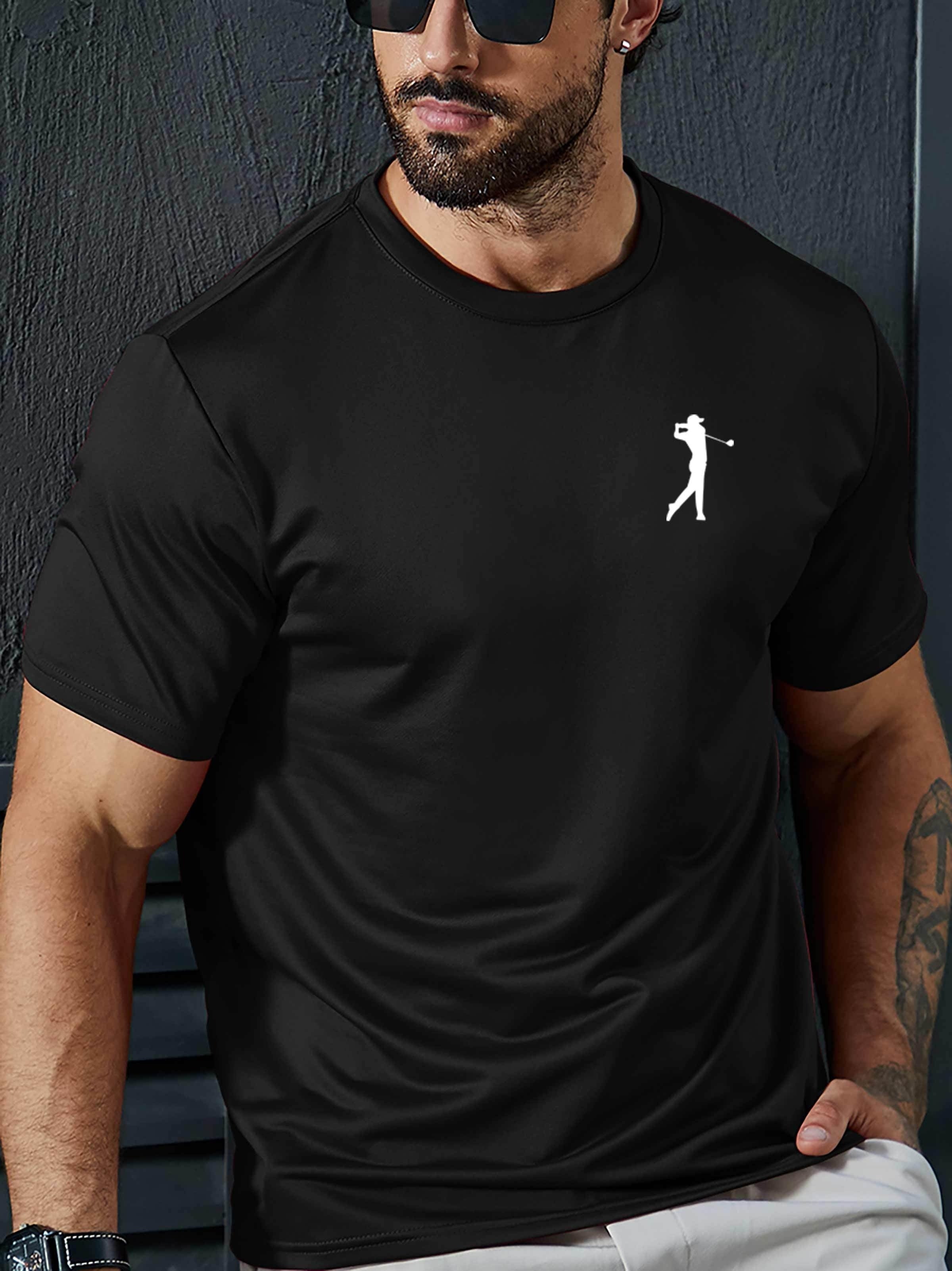 Summer Essential Golfing Print T Shirt for Men - Casual Short Sleeve Tee