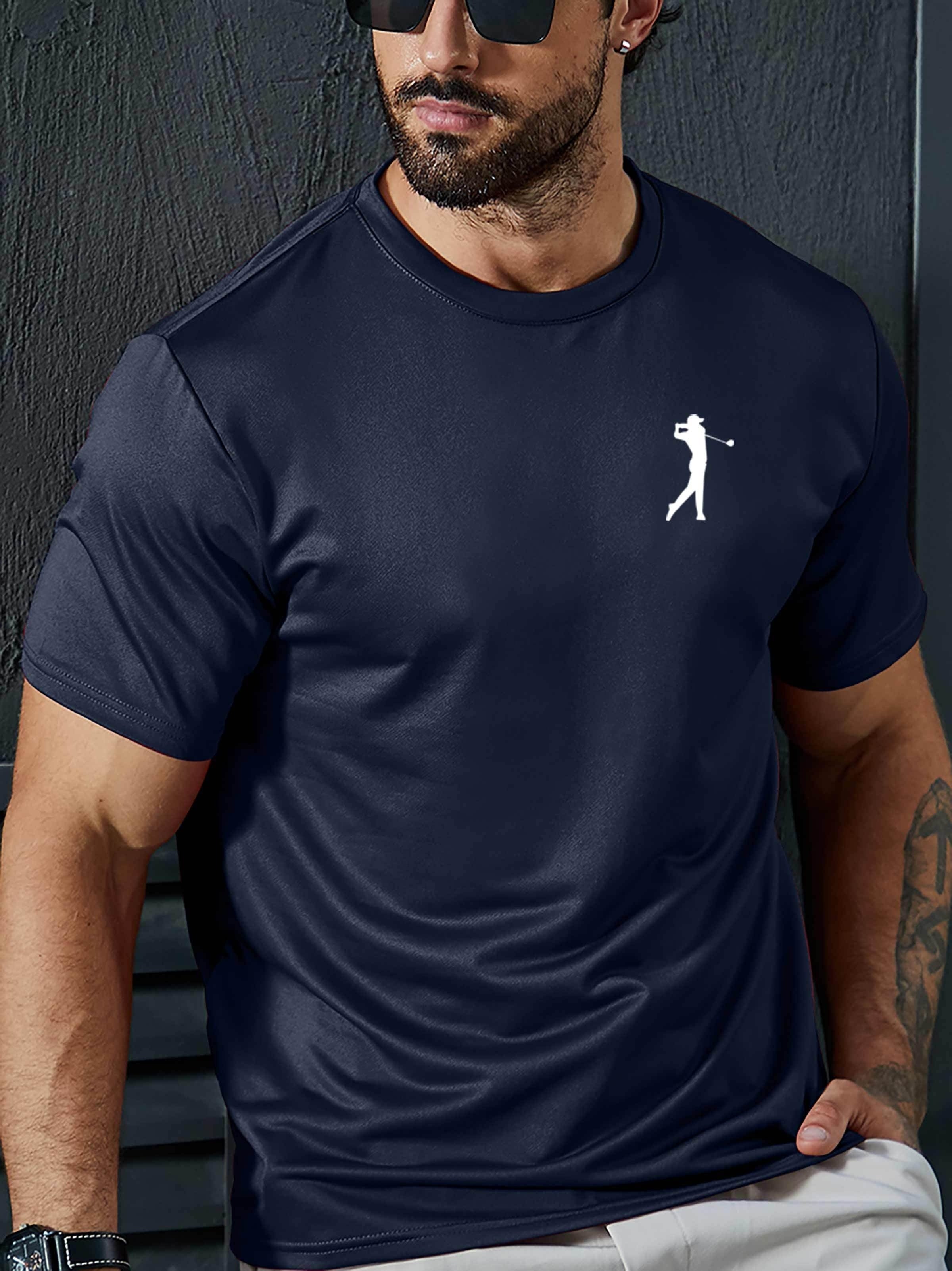 Summer Essential Golfing Print T Shirt for Men - Casual Short Sleeve Tee