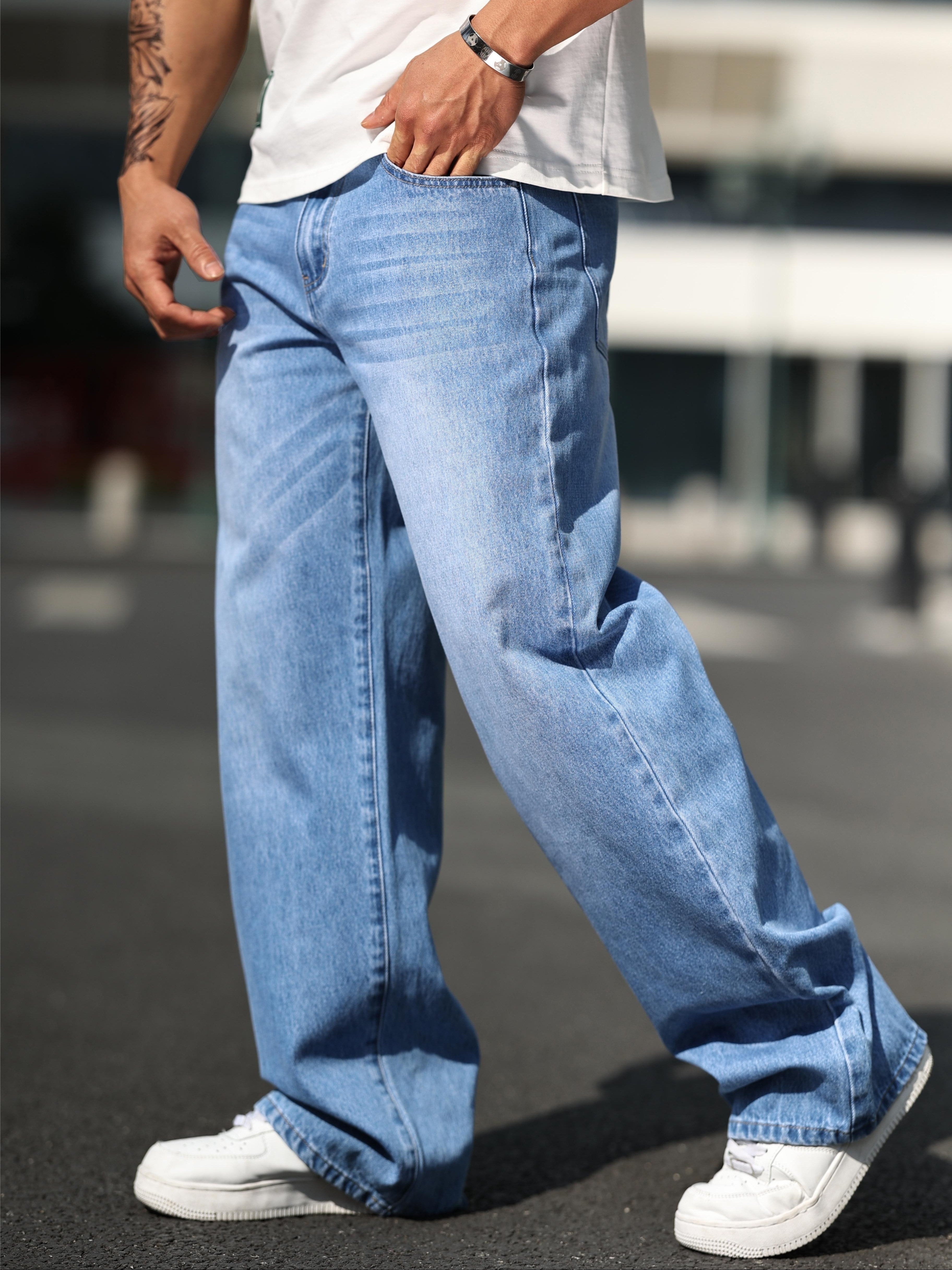 Stylish Wide Leg Jeans for Men - Comfortable, Relaxed Fit, Street Style Denim Pants