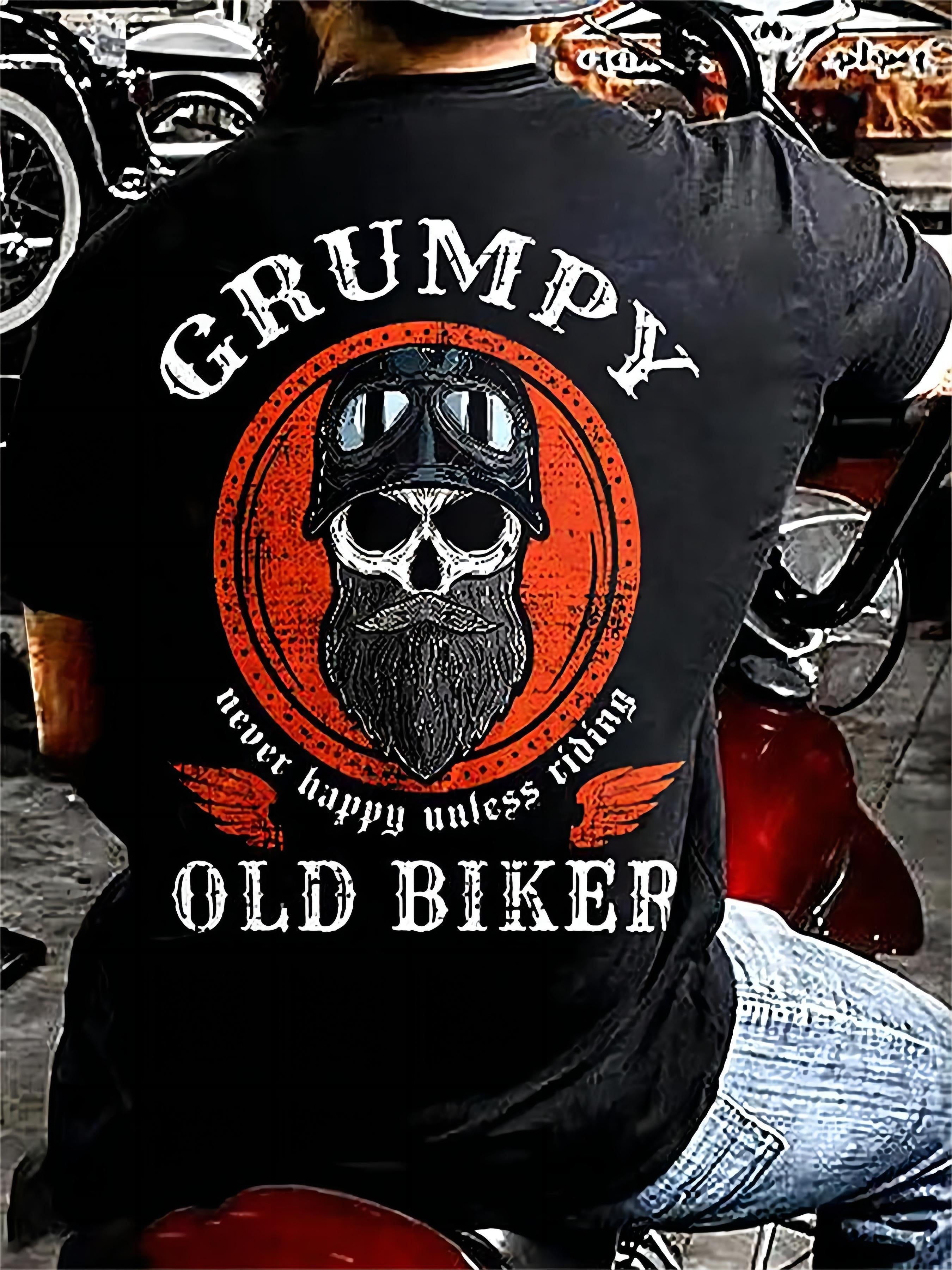 Plus Size 3D Graphic Tee - Vibrant 'Old Biker' Back Print