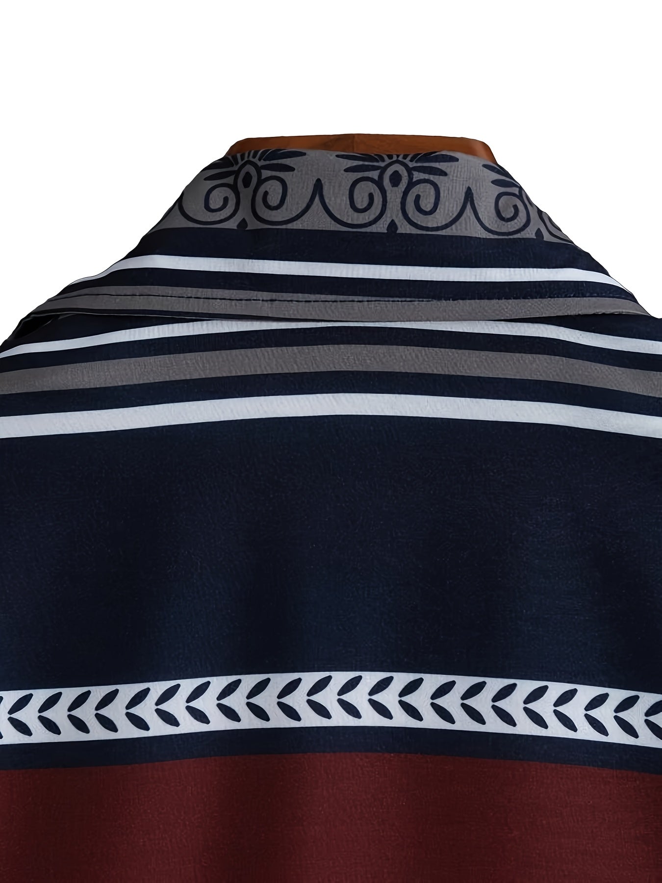 Retro Color Block Striped Pattern Men's Shirt Top, Lapel Short Sleeve Shirt For Men Daily Vacation Streetwear