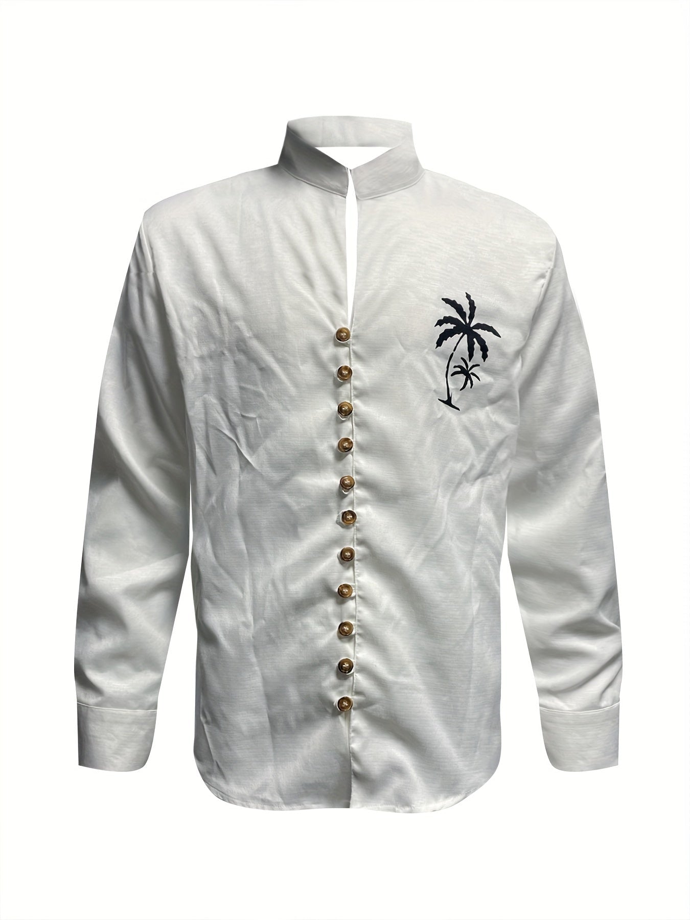 Men's Coconut Tree Shirt Top Turn-Down Collar Long Sleeve Closure Male Casual Shirt For Men Daily Vacation Streetwear