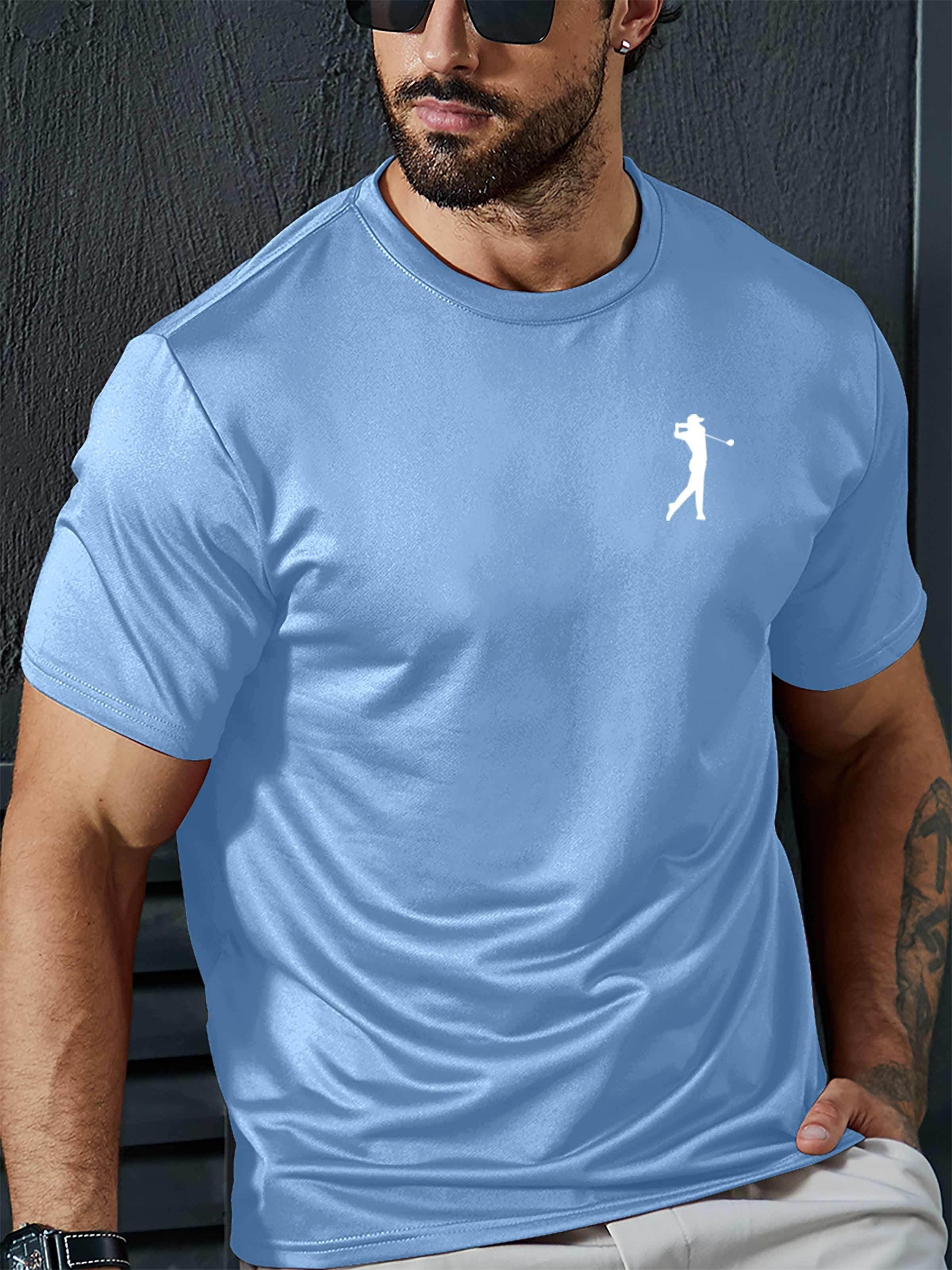 Summer Essential Golfing Print T Shirt for Men - Casual Short Sleeve Tee