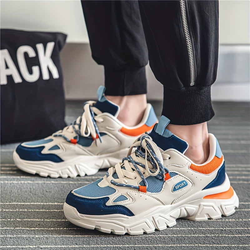 Vintage Round Toe Lace-up Chunky Sneakers - Shock-Absorbing