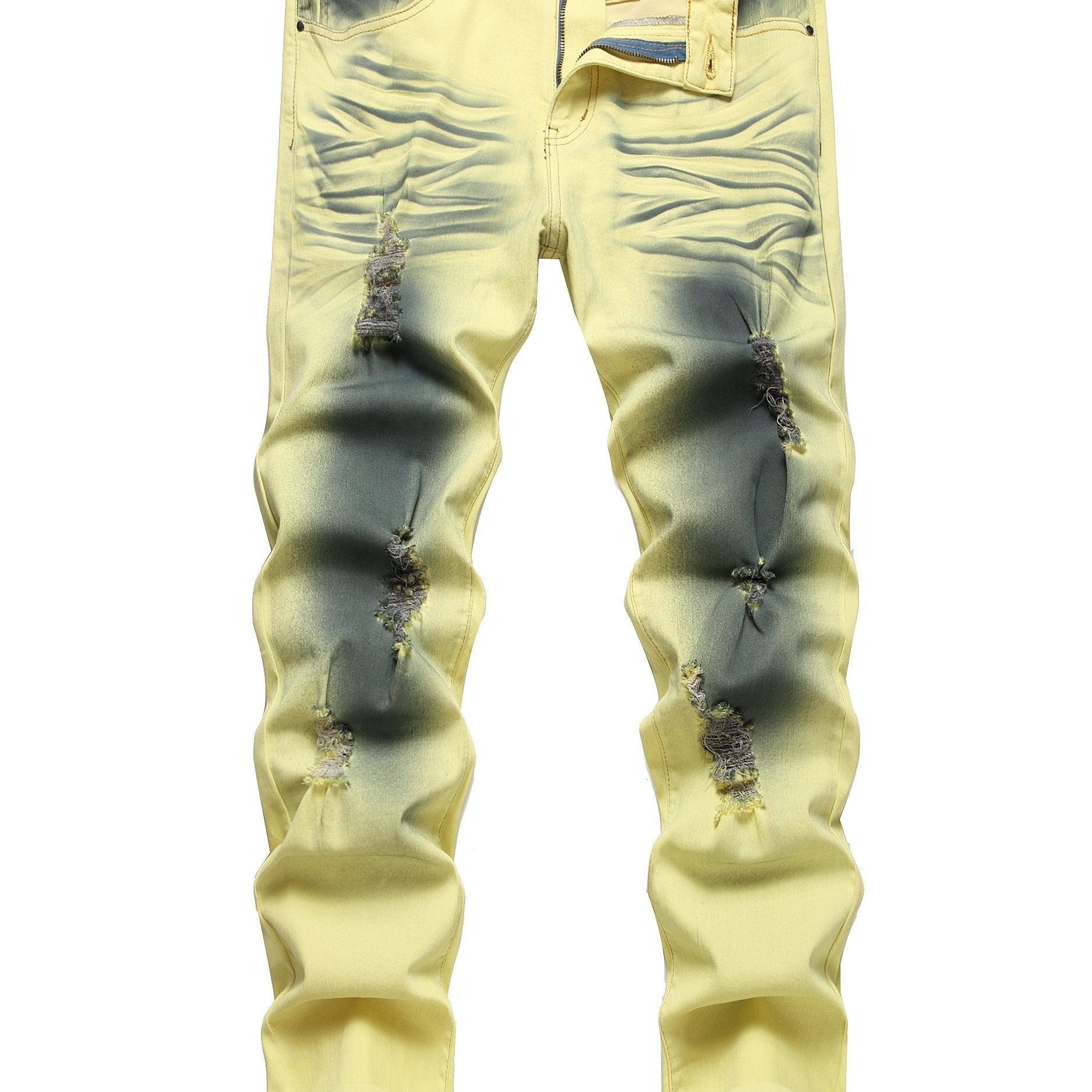 Wild Ripped Skinny Fit Jeans for Men - Stretchy, Purple and Black Bottom