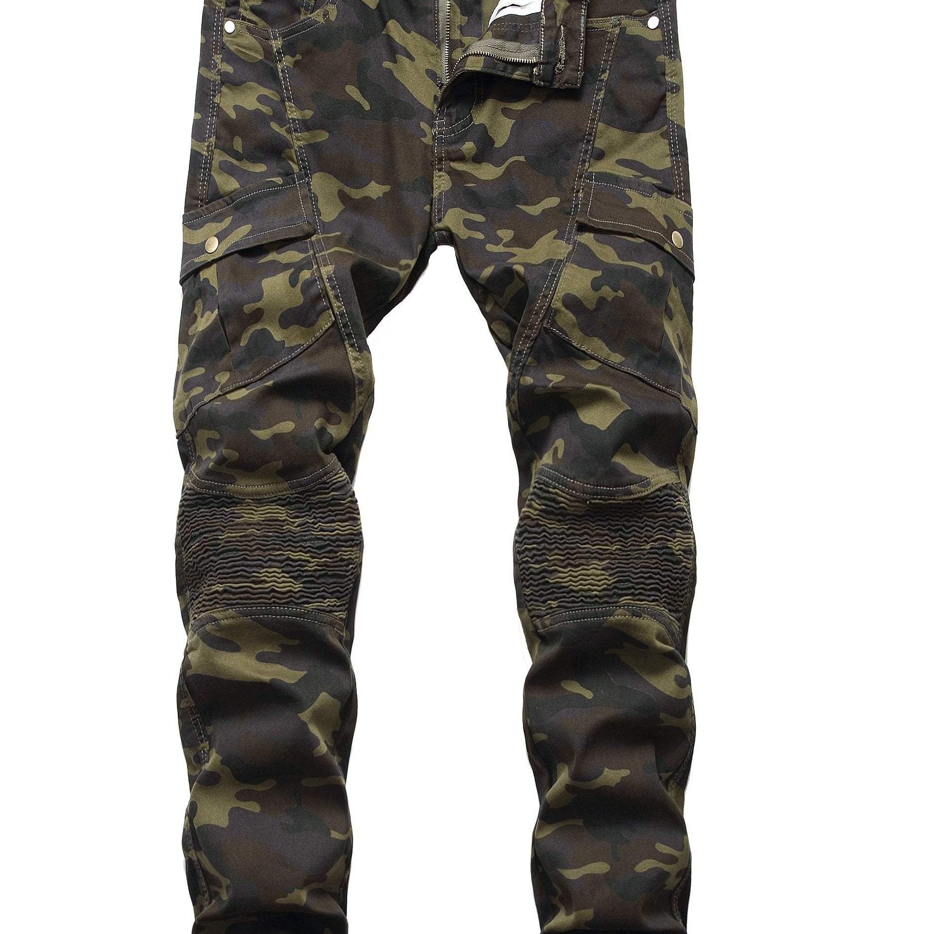 Men's Slim Fit Stretch Jeans Distressed Straight Leg Denim Pants